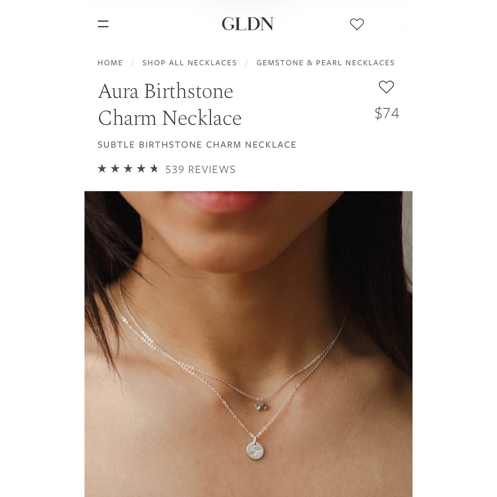 Gldn Aura Birthstone Sept Sapphire Charm Necklace Sterling Silver — image 6 of 8